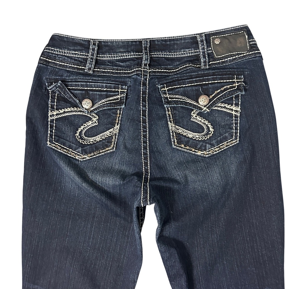 Silver Jeans Bootcut Natsuki Flap Womens 16 Dark Blue Western Cowgirl 32x32
